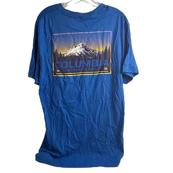 Columbia Men's Graphic T-Shirt Blue Short Sleeve Crew Neck Size L - Picture 3 of 9